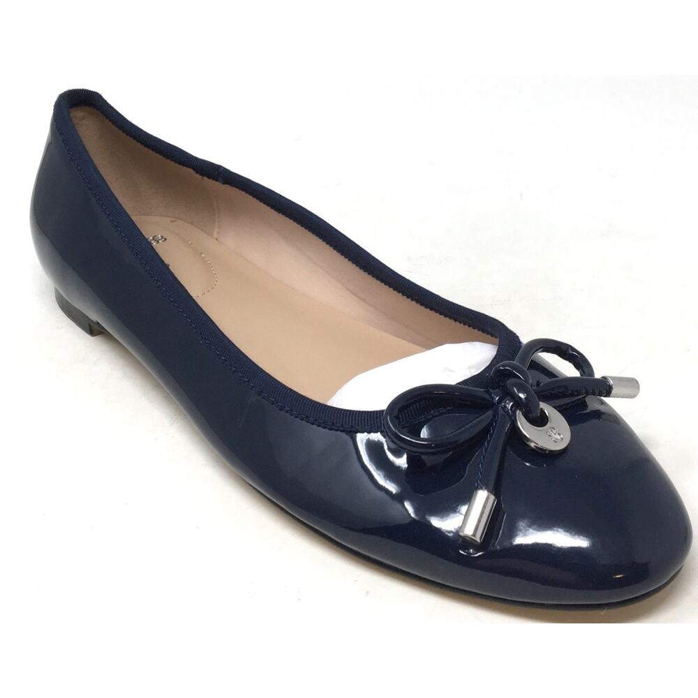 Bandolino Navy Patent Ballet Flats with Bow Accent